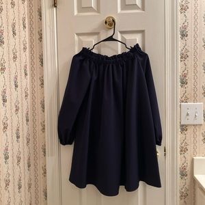 IAXAH Navy Blue Off-Shoulder Dress